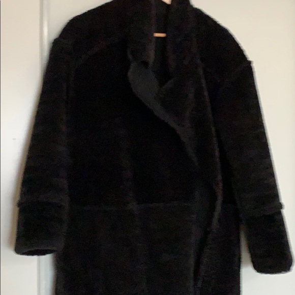 Pre Owned Zara Black Coat 2 side Suede & Furry XS - Picture 5 of 7